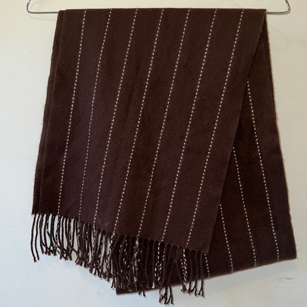 100% Cashmere Men’s Brown Fringed Cashmere Scarf
